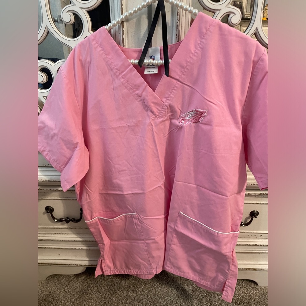 SET OF SCRUBS Eagles scrubs breast cancer awareness edition